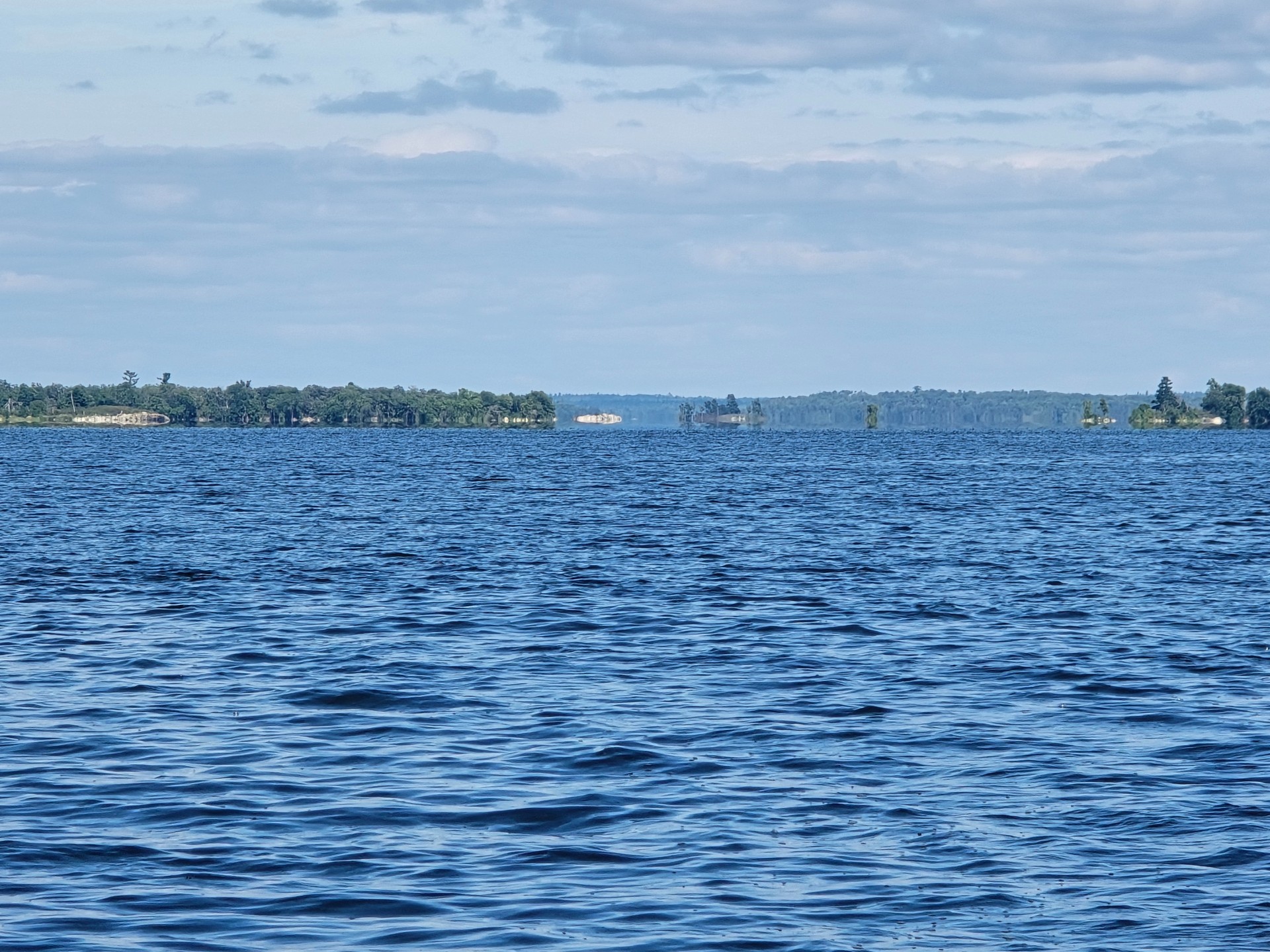 Out on the lake near Ottertail — open water and the tree line
